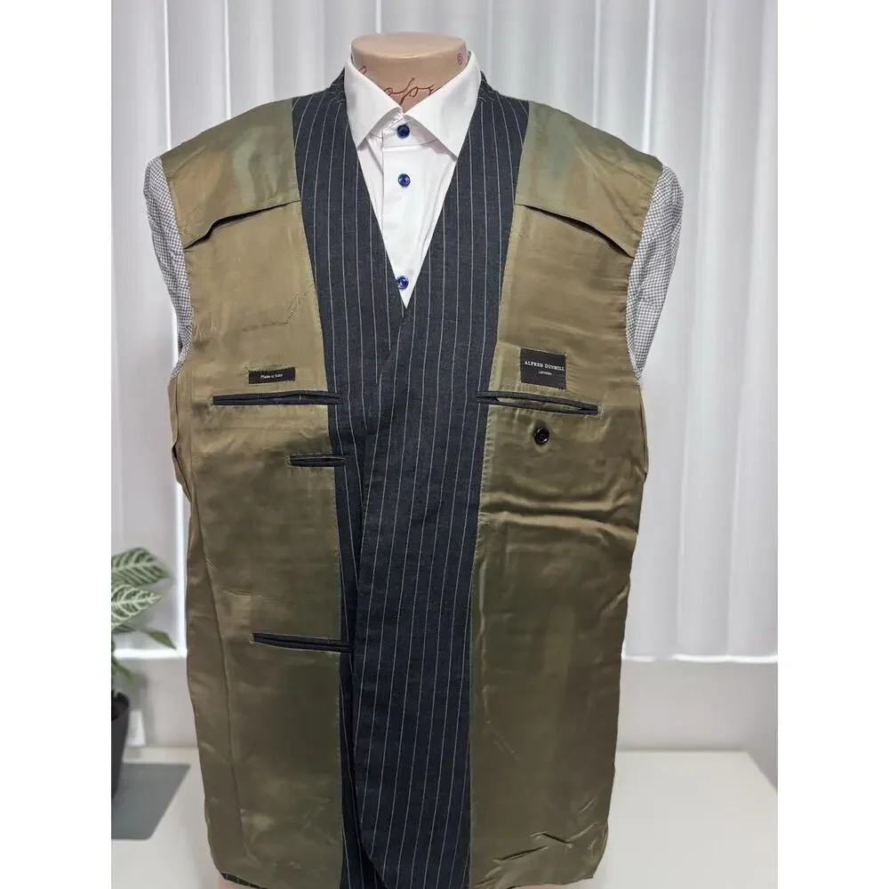 Alfred Dunhill Mens Gray Rainbow Striped 2 Piece Suit 46S Pants 38/25